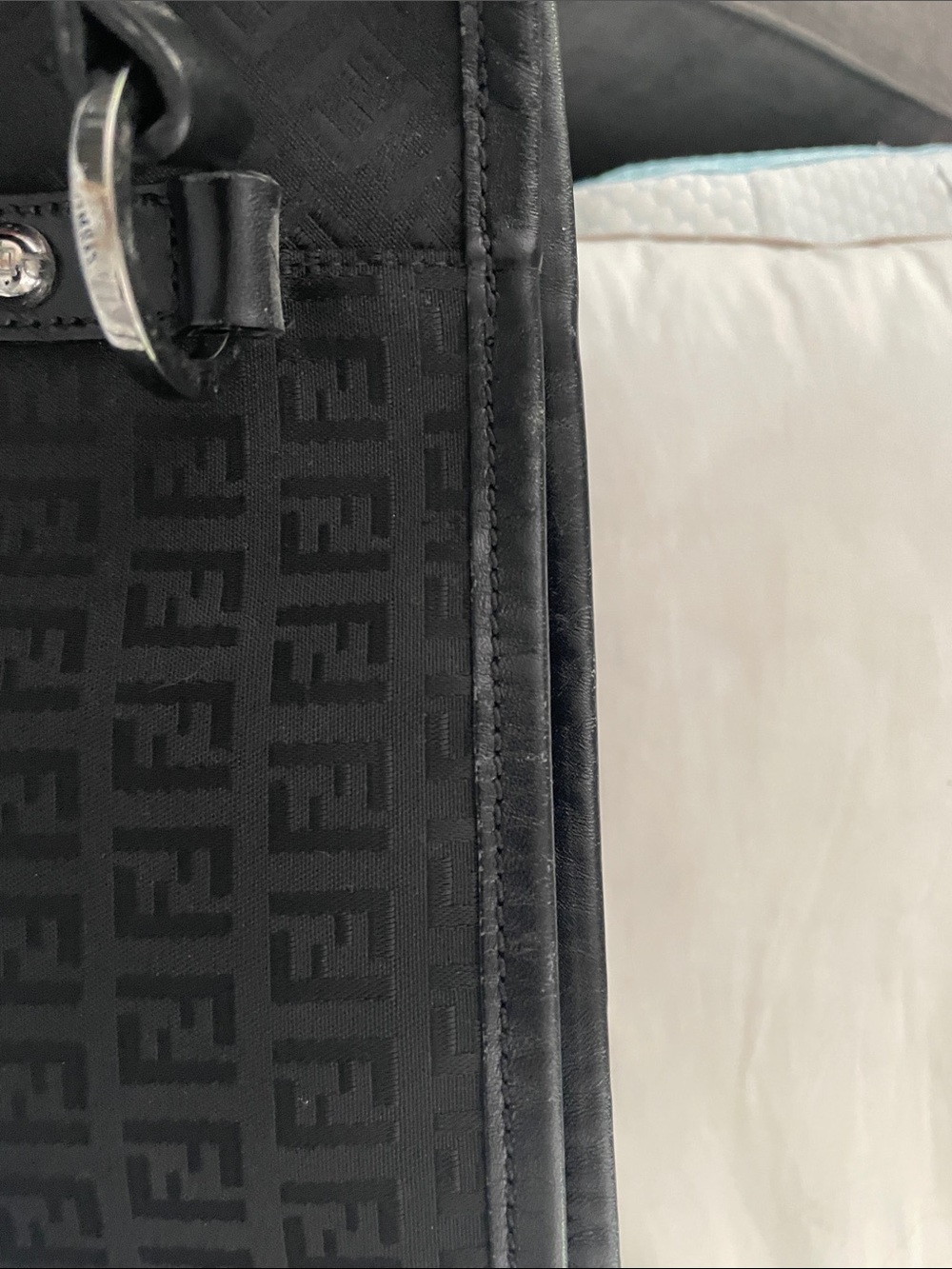Vintage Fendi Zucchino Black Jacquard Canvas FF Logo Tote - Picture 14 of 15